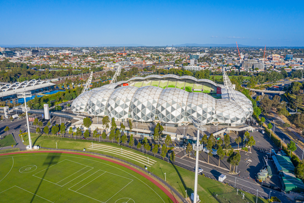 AAMI stadium viewed behind Yarra river, Australia